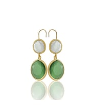 Kadir Jewellery 22 Ayar Altın Kaplama Kadın İnci Küpe -El İşçiliği Ve Hipoalerjenik Küpe (Yeşil)