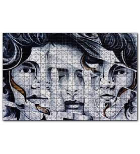 Cakapuzzle Parmaklar ve Yüzler İllüzyonik Duvar Boyama  Puzzle Yapboz MDF (Ahşap) (255 Parça)