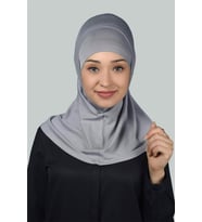 İkili Set Pratik Eşarp Hazır Türban ve Hijab Tesettür Bonesi (Gri)