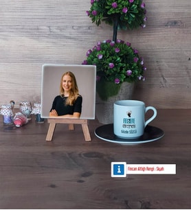 Felsefe Öğretmeni Fotoğraflı Dekoratif Taş, Ahşap Altlıklı Türk Kahvesi Fincanı Hediye Öğretmenler Günü Hediyesi (Model 7)