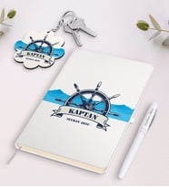 BK Gift Kişiye Özel Kaptan Siyah Defter Kalem Ve Anahtarlık Hediye Seti-9 (Model 2)