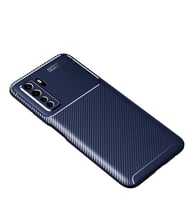 Huawei P40 Lite 5G Kılıf Karbon Silikon Case (Lacivert)