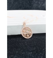 Yaşam Çiçeği Renkli Taşlı Kadın 925 Ayar Gümüş Kolye (Rose)