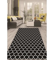 Dijital Kaymaz Taban Yıkanabilir Modern Renkli Salon Halısı Mutfak Halısı Yolluk ND-HT-545 (Siyah)