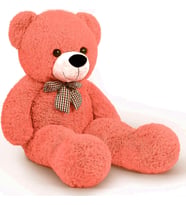 Oyuncak 85 Cm Papyonlu Peluş Ayıcık- İthal Kumaş - Premium Koleksiyon Hediyelik Ayı (% 100 YERLİ) (Nar Çiçeği)