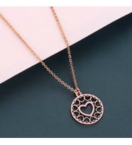 Kişiye Özel 925 Ayar Gümüş Tasarım Kalp Kolye (Rose)
