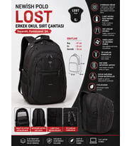 NEWİSH POLO ERKEK OKUL SIRT ÇANTASI-LOST (Siyah)