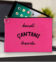 BK Gİft Kişiye Özel Kendin Tasarla Tablet Çantası 30x21cm ( 12 Renk Seçeneği), Ipad Çantası, Baskılı Tablet Kılıfı (Fuşya)