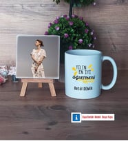 Öğretmene Hediye Fotoğraflı Dekoratif Taş, Kupa Bardak Beyaz Hediye (Model 1)