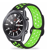 ​​Amazfit GTS Bip Lite S GTR 42mm Kordon Delikli Spor Kordon (Siyah-Yeşil)