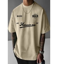 Answer Baskılı Unisex Oversize Tshirt (Bej)