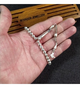 İsme Özel 6x9 mm Bilekboy Metal Tesbih - Alpaka Tesbih - Gümüş Kaplama Tesbih (Gümüş)