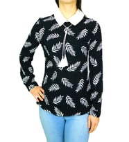 Kadın Krep Yaprak Bluz SM3018 (Siyah)