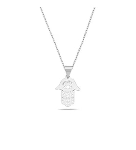 Kişiye Özel 925 Ayar Gümüş Hamsa Kolye (Gümüş)
