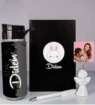 Kişiye Özel Defter Kalem Matara Ve Fotoğraflı Notluk Seti 93570 (Siyah)