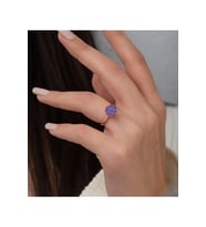 925 Ayar Gümüş Rose Kaplama Ayarlanabilir Lotus Çiçeği Yüzük (Ametist)
