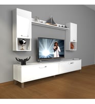 Decoraktiv Eko 5da Slm Std Krom Ayaklı Tv Ünitesi Tv Sehpası (Beyaz)