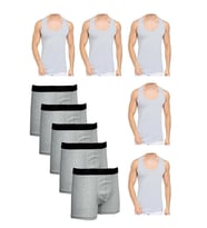 Tezzgelsin Erkek Ekonomik Paket Atlet Ve Boxer Set 5 Atlet 5 Boxer (Gri-Gri)