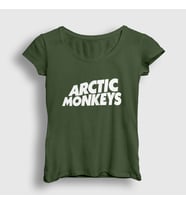 Presmono Kadın Sarı Logo Arctic Monkeys T-Shirt 14433tt (Haki)