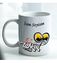Türkiye Konseptli Kişiye Özel Fotoğraf ve İsim Baskılı Beyaz Kupa Bardak No:005 (Sarı)
