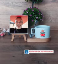 Dayıya Hediye Fotoğraflı Dekoratif Taş, Kupa Bardak Beyaz HediyeDayıya Doğum Günü Hediyesi (Model 8)