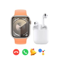 Xiaomi 11 Ultra Uyumlu Watch 9 Series T900 Pro Max Akıllı Saat + Inpods i12 Bluetooth Kulaklık (Turuncu-Beyaz)