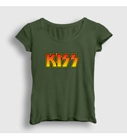 Presmono Kadın Sarı Logo Kiss T-Shirt 91297tt (Haki)