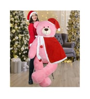 160 Cm Pelerinli - Şapkalı Ayıcık, Yeni Yıl, Yılbaşı Hediyesi (Pembe)