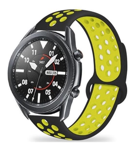 Huawei GT2 46mm KRD-02 Suya Dayanıklı Delikli Renkli Silikon Kordon (Siyah-Sarı)