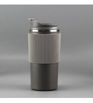 450ml Silikon Kol 304 Paslanmaz Çelik Termos Taşınabilir Coffe Cup (Gri)