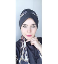 Kadın Tesettür Leopar Atkı Bone (Siyah)
