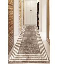 Dijital Baskılı Kaymaz Taban Yıkanabilir Modern Yolluk Ve Koridor Halısı NDU-HT-485 (Kahverengi)