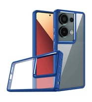Xiaomi Redmi Note 13 Pro 4G Kılıf Flora Buton,Kenar Çevresi Renkli Kılıf (Mavi)