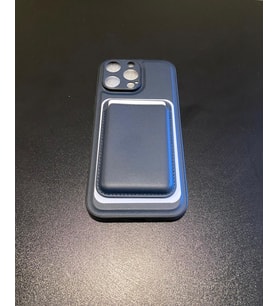 iPhone 16 Pro Max Uyumlu Premium Deri Magsafe Cüzdanlı Kartlıklı Kamera Çerçeve Standlı Kılıf (Lacivert)