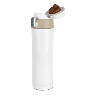 Sevgililer Gününe Özel İsim Baskılı KLİTLİ KAPAKLI TERMOS 450 ML SİYAH (Beyaz)