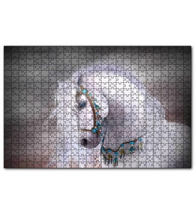 Cakapuzzle Beyaz At Yelesi ve Süslü Koşumları  Puzzle Yapboz MDF (Ahşap) (1000 Parça)