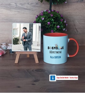 Sosyoloji Öğretmeni Fotoğraflı Dekoratif Taş, Kupa Bardak Beyaz Hediye Öğretmenler Günü Hediyesi (Model 13)