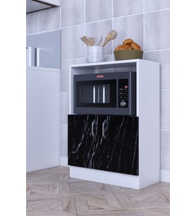 Makro Dolap Çok Amaçlı Mikrodalga Fırın Dolabı mdf (Siyah - Beyaz)