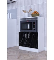Makro Dolap Çok Amaçlı Mikrodalga Fırın Dolabı mdf (Siyah - Beyaz)