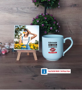 Kadın Öğretmene Hediye Fotoğraflı Dekoratif Taş, Kupa Bardak Beyaz Hediye (Model 5)