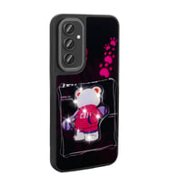 Galaxy S24 Kılıf Parlayan Kabartmalı İkonik Figürlü Amas Silikon Kılıf (Siyah)