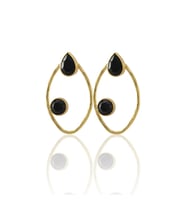 Kadir Jewellery 22 Ayar Altın Kaplama Geometrik Küpe -El İşçiliği Ve Hipoalerjenik Küpe (Siyah)