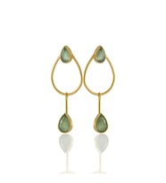 Kadir Jewellery 22 Ayar Altın Kaplama Kadın Sallantılı Küpe -El İşçiliği Ve Hipoalerjenik Küpe-E85 (Açık Yeşil)
