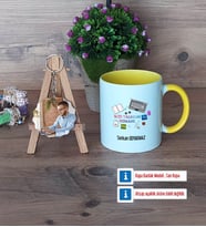 Web Tasarım Uzmanı Kupa Bardak Beyaz ve Fotoğraflı Ahşap Anahtarlık Hediye (Model 7)