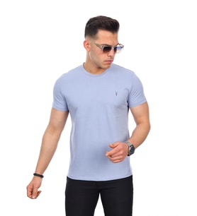 Kozik Erkek Bisiklet Yaka Standart %100 Pamuk Erkek Basic T-Shirt (Mavi)