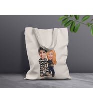 BK Gift Kişiye Özel Sevgililer Karikatürlü Kanvas Bez Çanta, Baskılı Omuz Çantası, Alışveriş Çantası, Plaj Çantası, Sevgiliye Hediye-31 (Model 8)