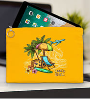 BK Gİft Yaz Temalı-9 Tablet Çantası 30x21cm(12 Renk Seçeneği), Ipad Çantası, Baskılı Tablet Kılıfı (Sarı)