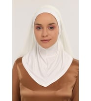 Hazır Lüks Pratik Hijablı  Şifon Şal (Ekru)