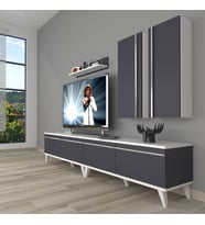 Decoraktiv Eko 5200T Mdf Retro Tv Ünitesi Tv Sehpası (Beyaz - Antrasit)