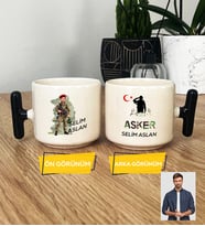 Kişiye Özel Karikatürlü Asker T Kupa Bardak Askere Hediye Asker Sevgiliye Hediye (Siyah)